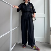 【受注予約：6月末入荷予定】多機能ドロストジャンプスーツ/ブラック