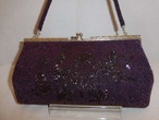 紫ビーズビィンテージバック purple bead vintage bag (made in Japan)(No53)