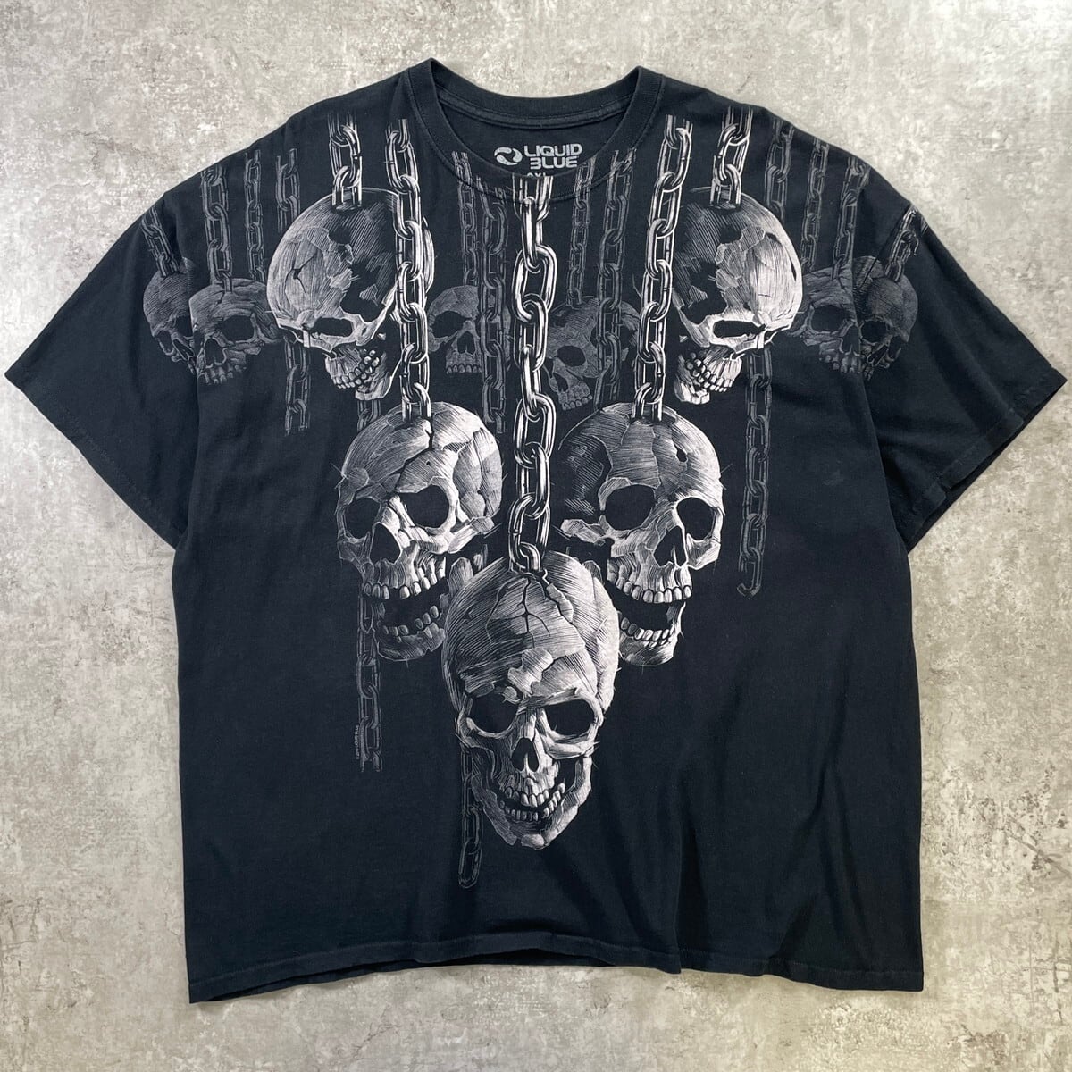 LIQUID BLUE リキッドブルー スカルチェーン プリントTシャツ メンズ
