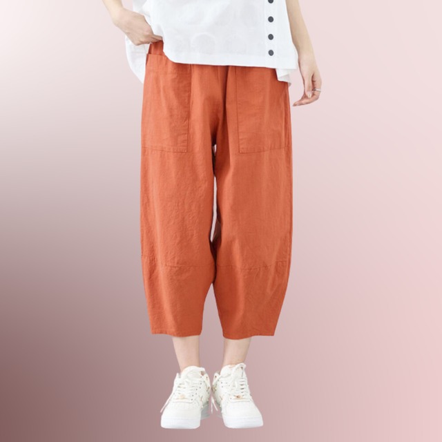 TRUBE ウォッシュドコットンクロプトパンツ (M~L) テラコッタ