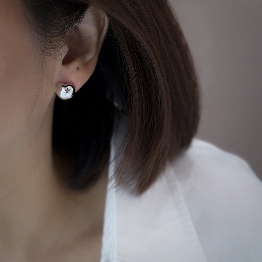 鏡面仕上げ ピアス K18 レディース 大きめ 耳アクセサリー シルバー925