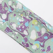 suminagashi リバーシブル半巾帯 ［裏葉色×パープル 　ドット×マーブル］