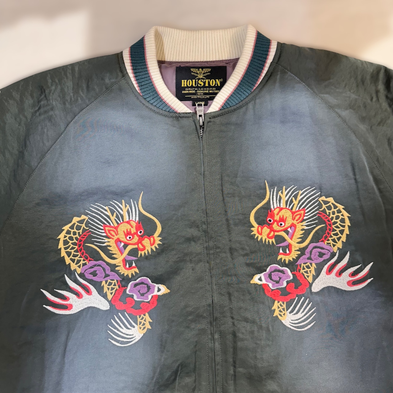 【HOUSTON / ヒューストン 51544 USED FINISHING SOUVENIR JACKET (MAP) / ユーズド加工スーベニアジャケット】