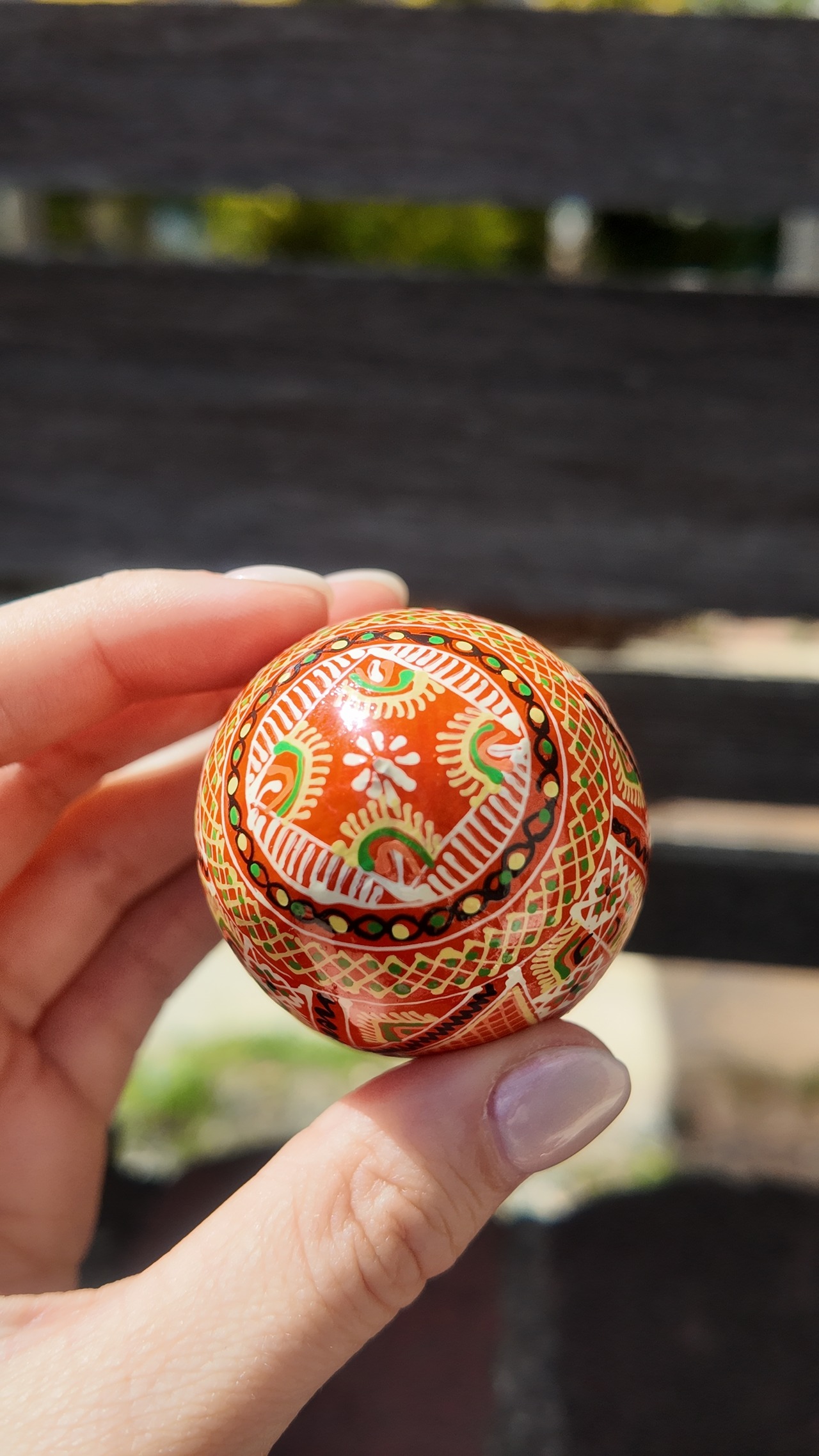 装飾用木製プィサンカ（イースターエッグ）with stand　コロミヤモデル - 6