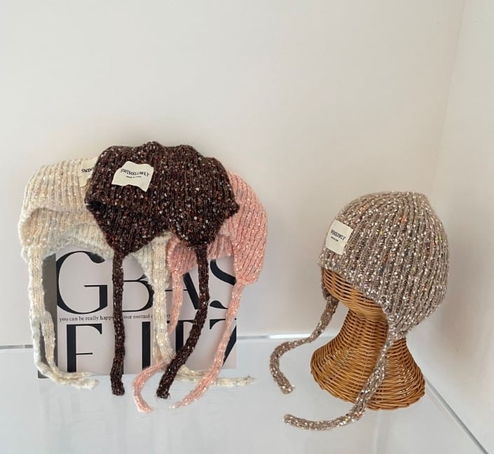 タグ付きつぶつぶニット帽