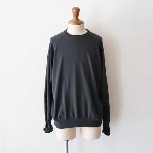 STILL BY HAND " Cotton/silk pullover ( GREEN CHARCOAL )"