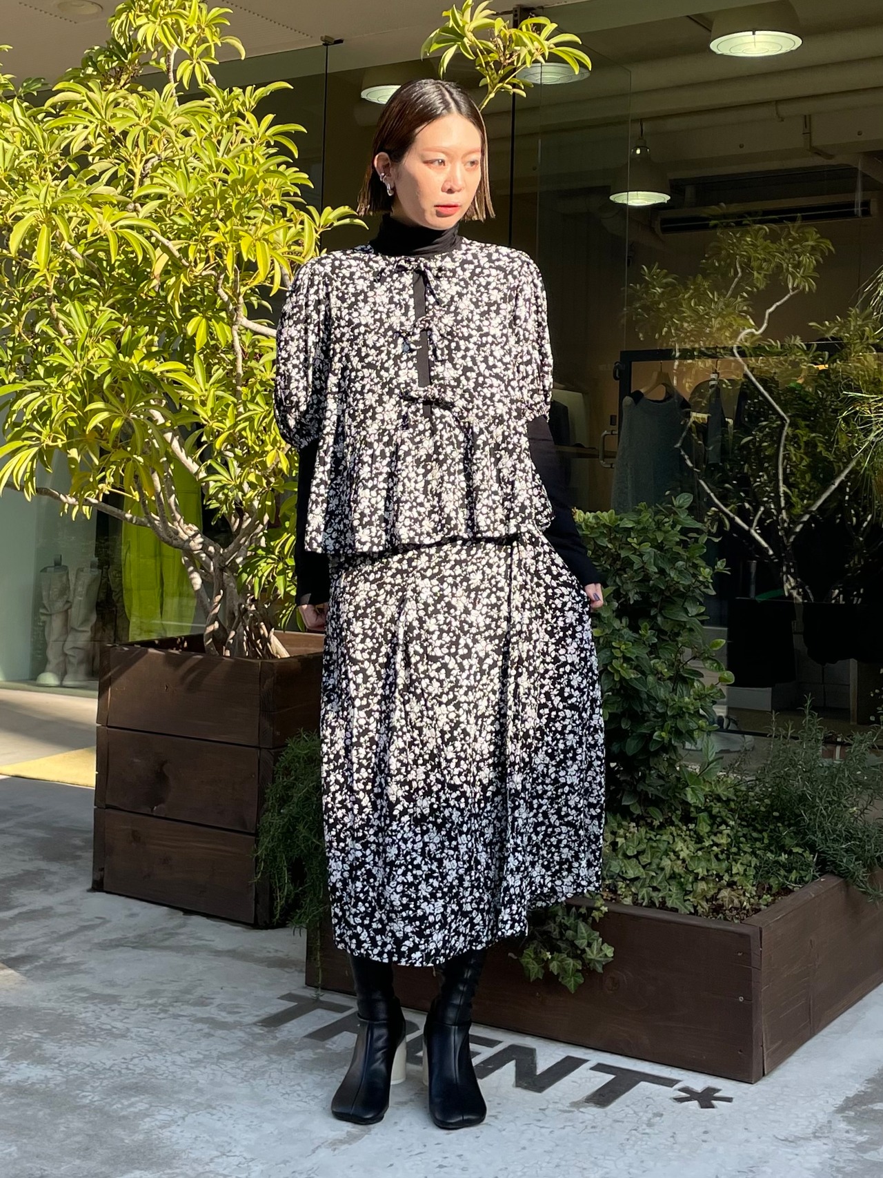 GANNI ガニー / Printed Crepe Wrap Skirt - 6