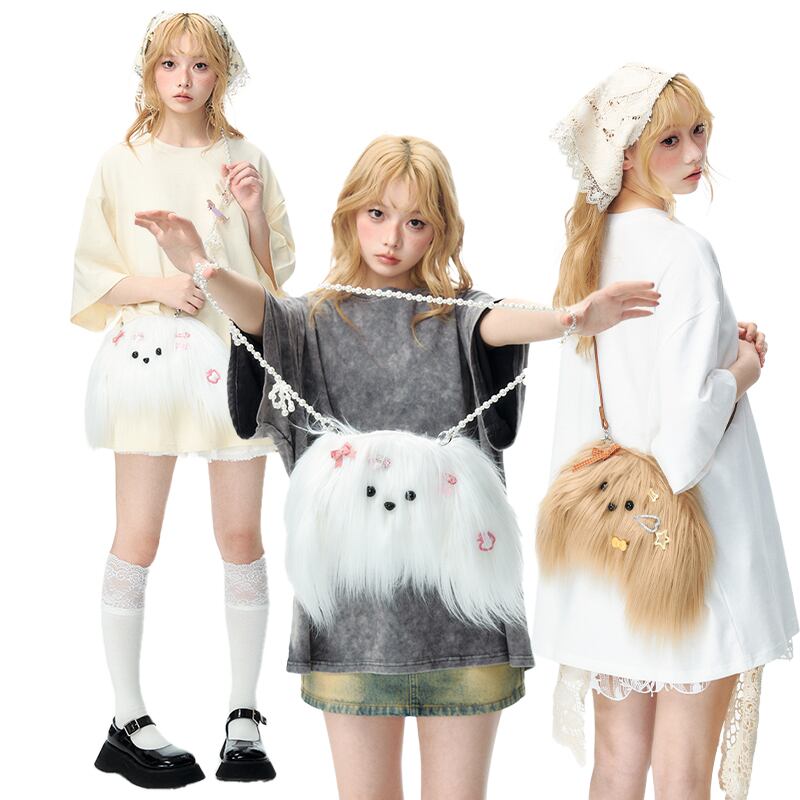 Yangマルチーズ犬ぬいぐるみショルダーバッグ 2s