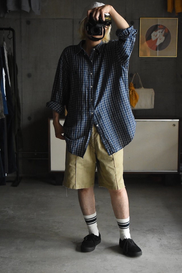 OK/00-90's "Ralph Lauren" cotton × linen B.D shirt