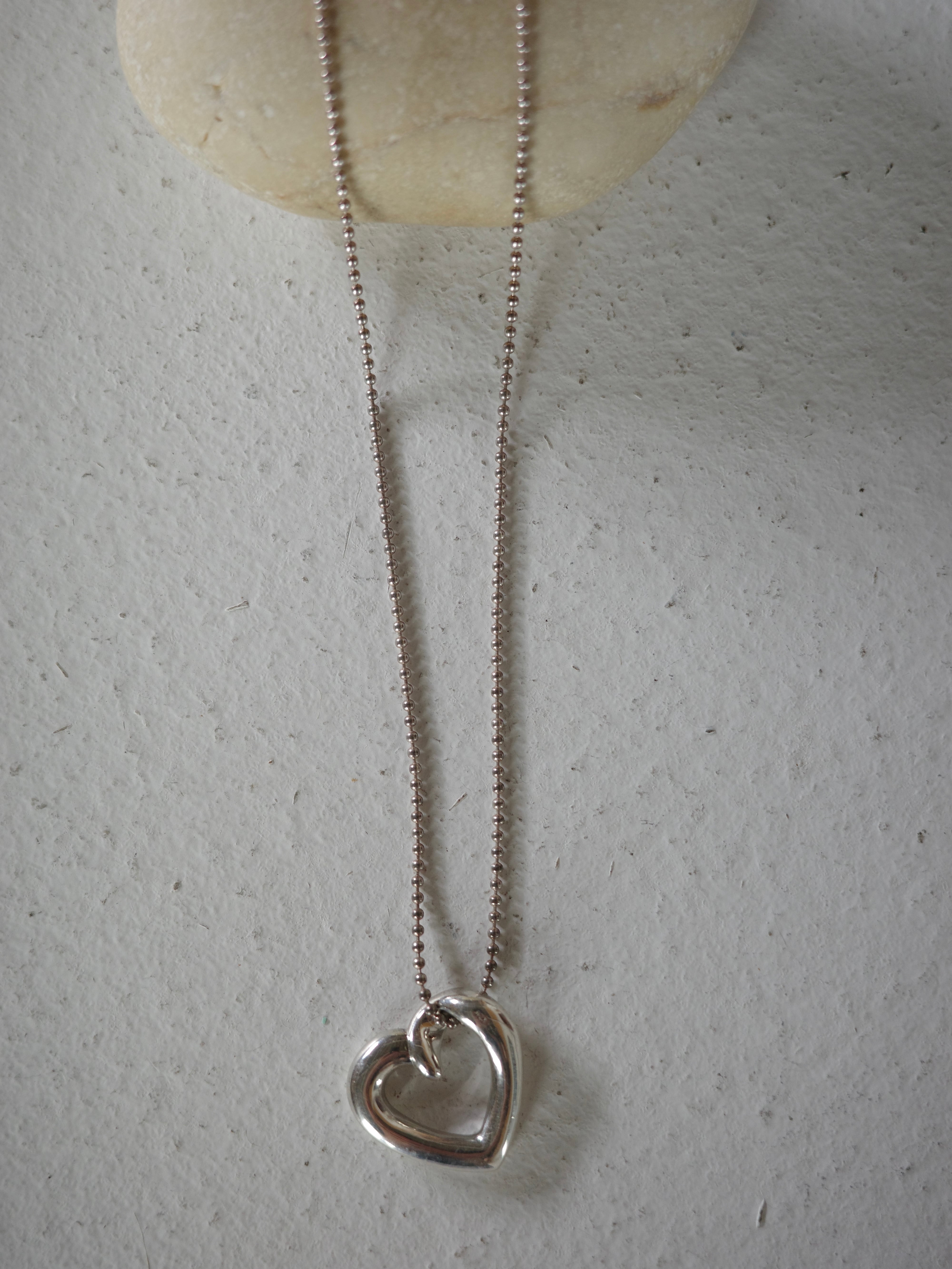 〈vintage silver925〉volume open heart necklace