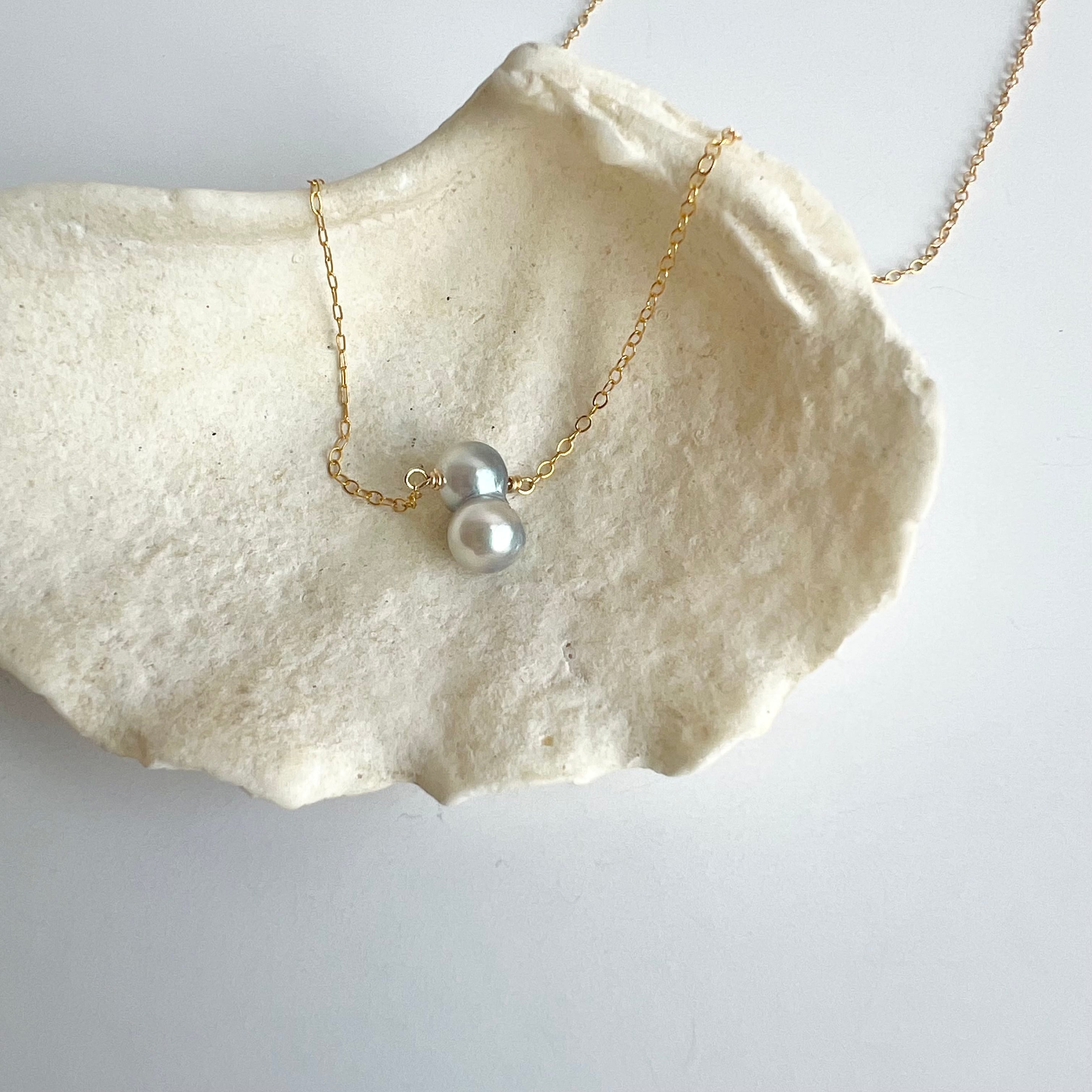 URURU】Double Akoya Pearl 14KGF Necklace / 双子あこや真珠