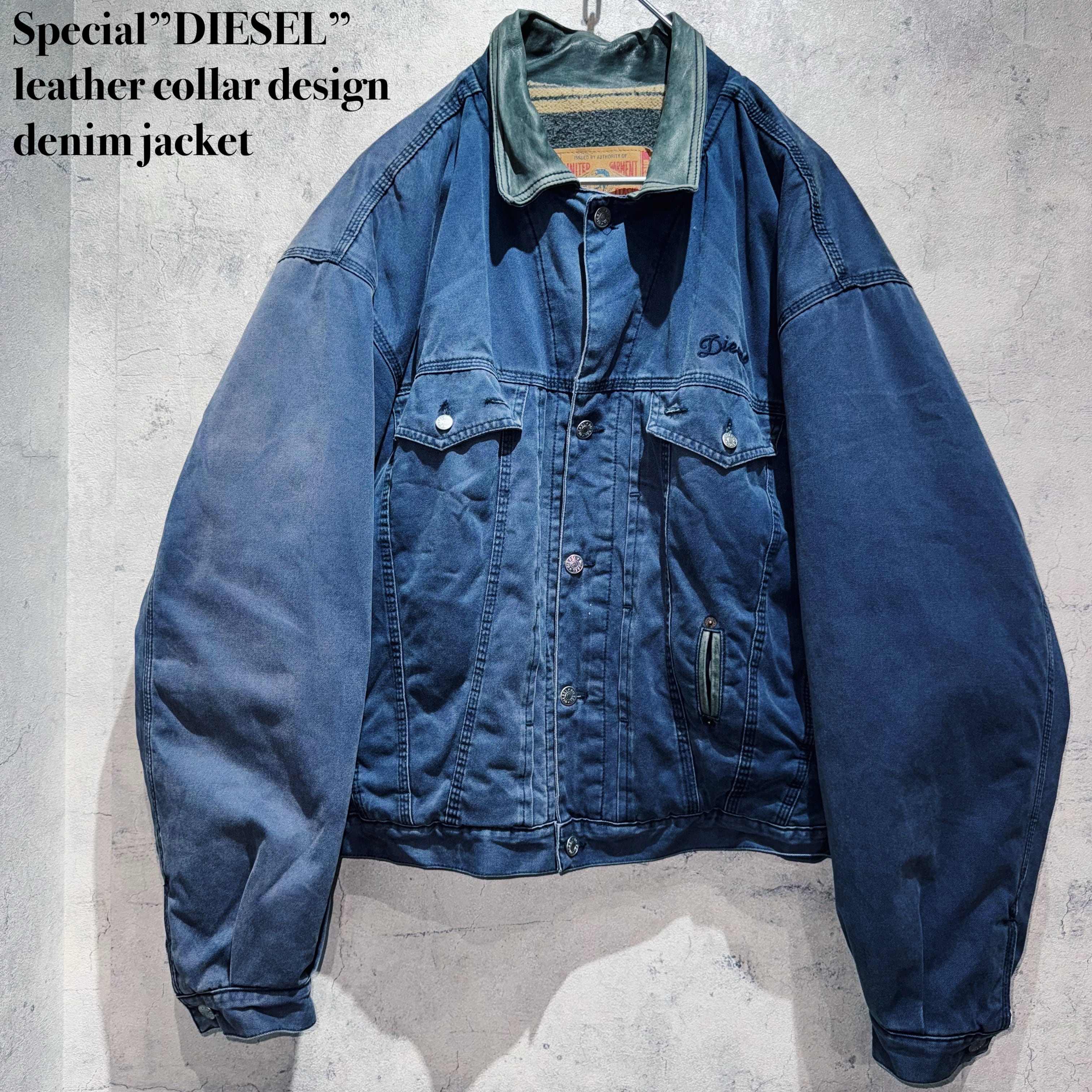 Special”DIESEL”leather collar design denim jacket