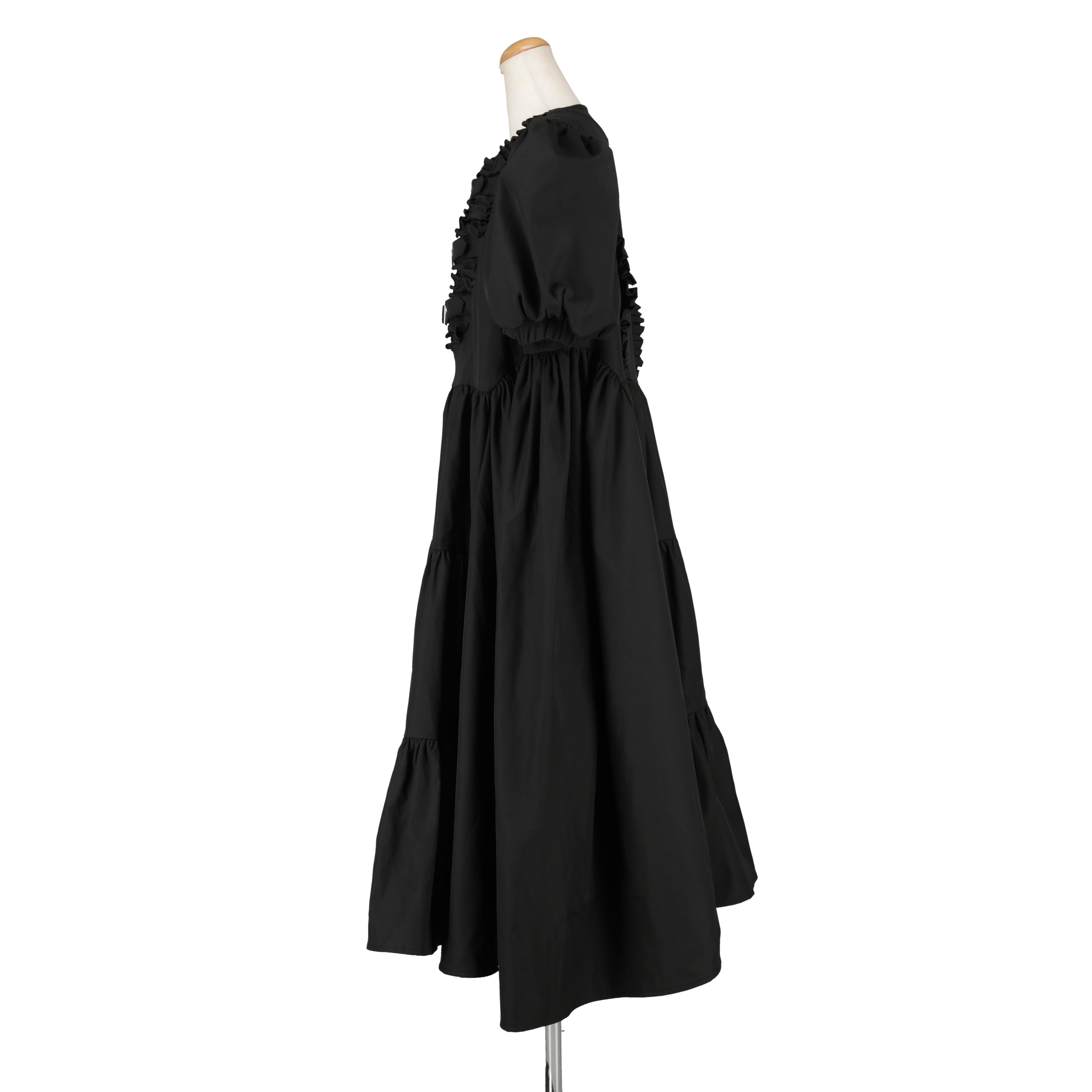 ボンテージバルーンスリーブワンピース　BLACK
