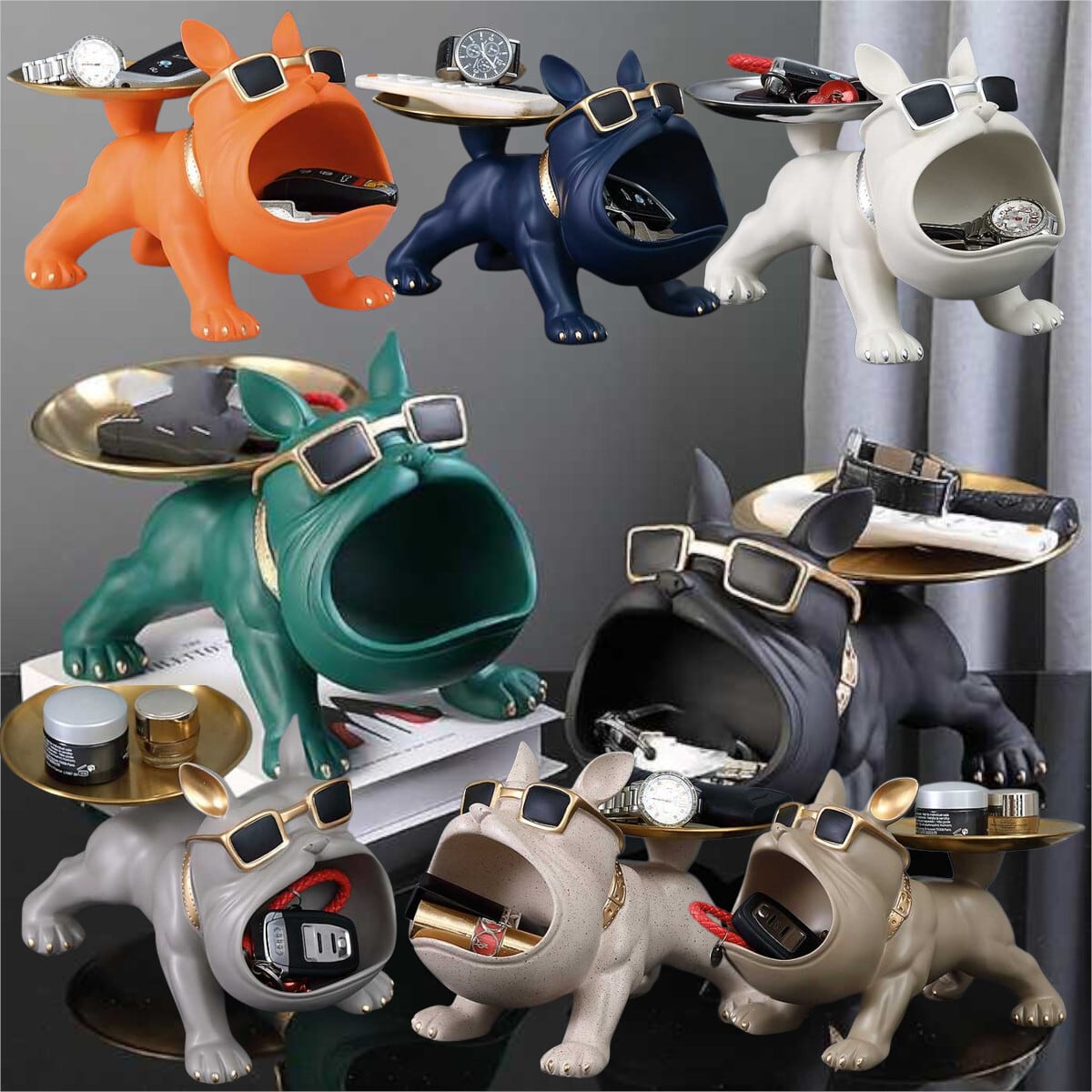 置物 マッスル ブルドッグ 小物入れ 皿持ち ブラック 犬 ドッグ