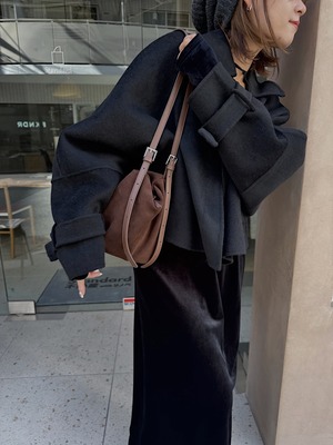 volume arm short wool rever coat