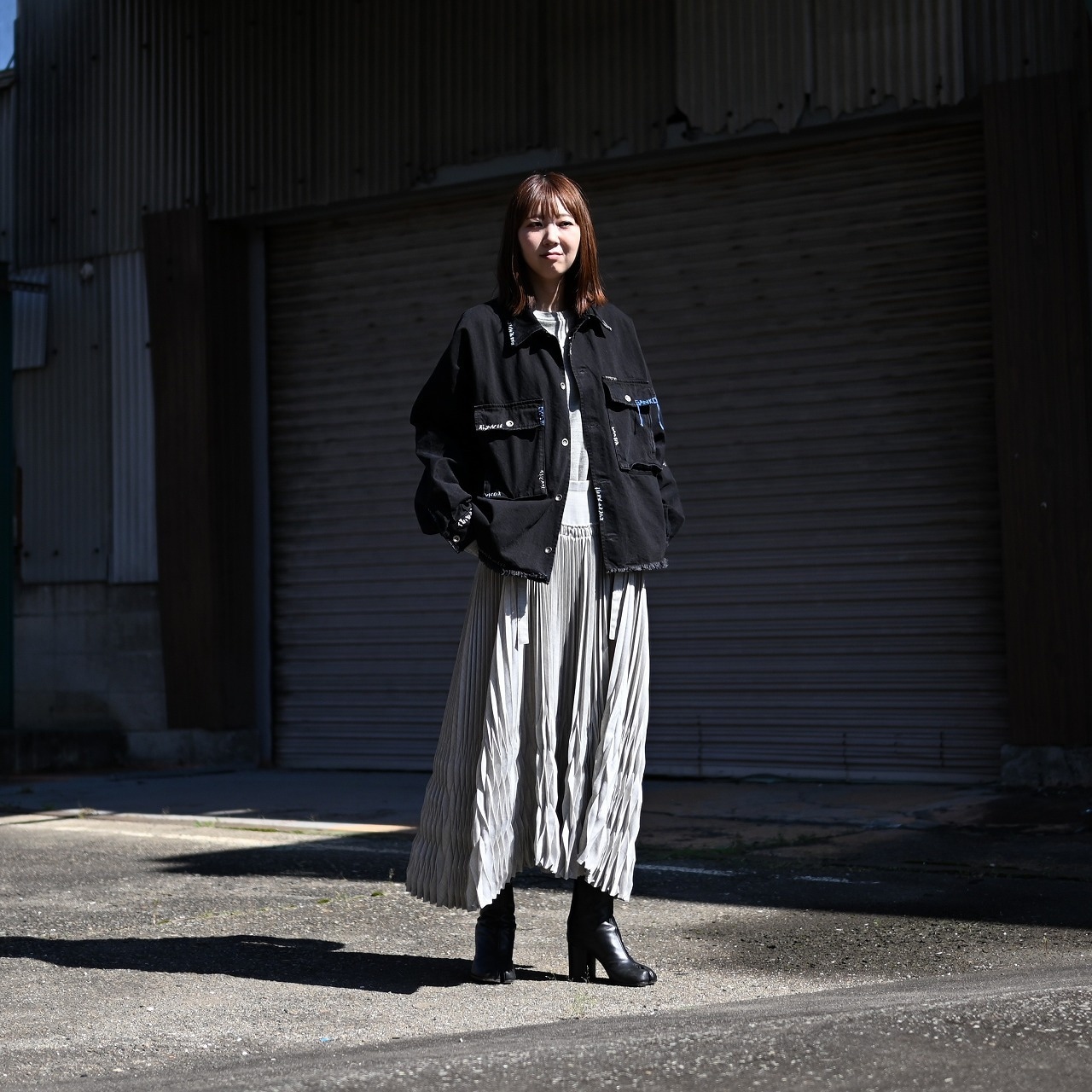 KUON / GANKO別注 Sashiko Kimono Sleeve Cutoff Denim shirt jacket レディースコーディネート