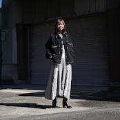 KUON / GANKO別注 Sashiko Kimono Sleeve Cutoff Denim shirt jacket レディースコーディネート