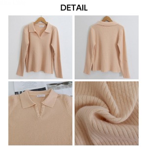 スキッパー ニット 長袖 レディース 秋冬 韓国 リブニット きれいめ 襟付き おしゃれ 大人 カジュアル 洗えるニット ニットセーター シンプル 大人可愛い 大人女子