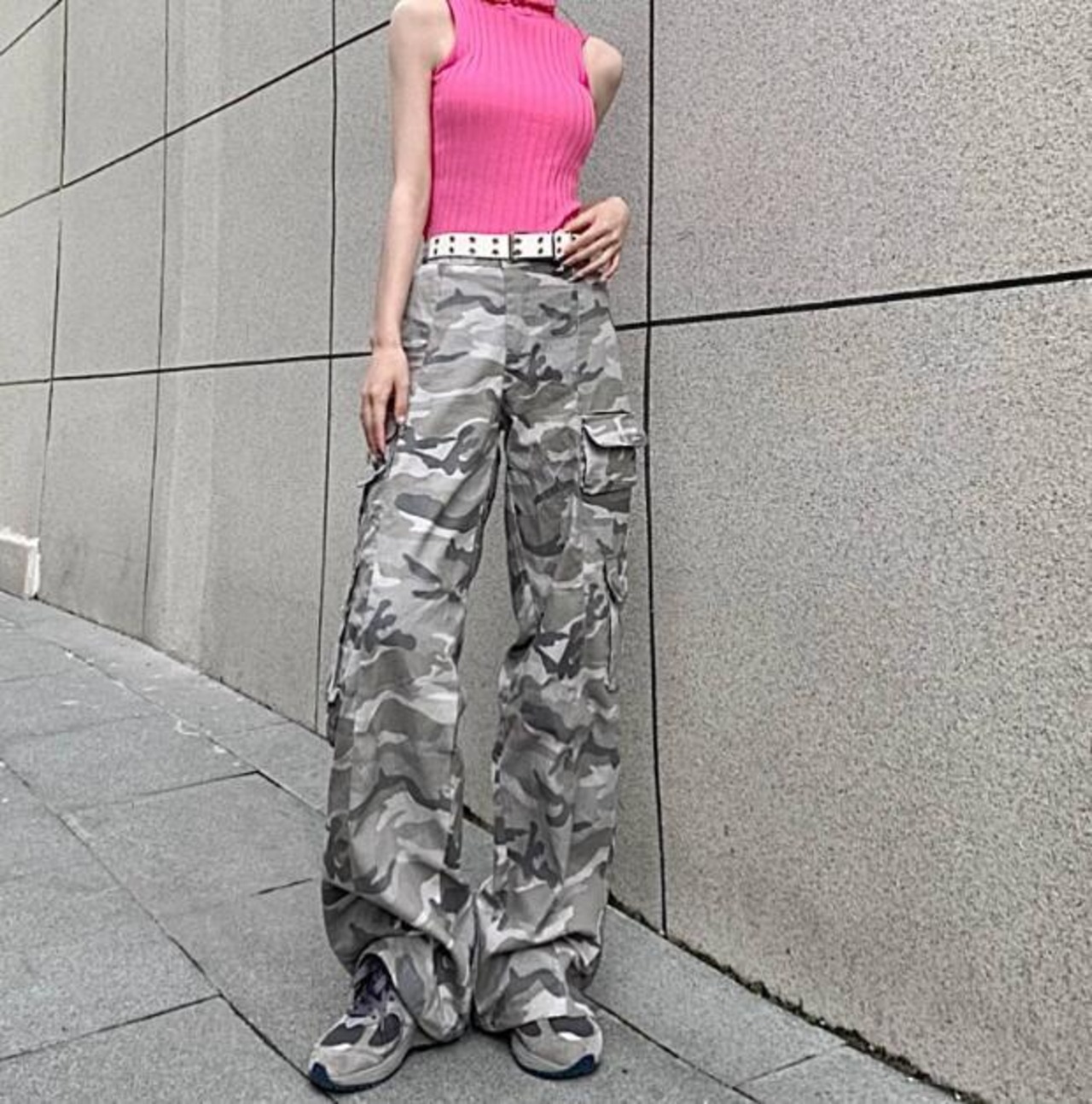 迷彩 カーゴ パンツ カモフラ柄 グレー 韓国 ストリート系 Y2K 
