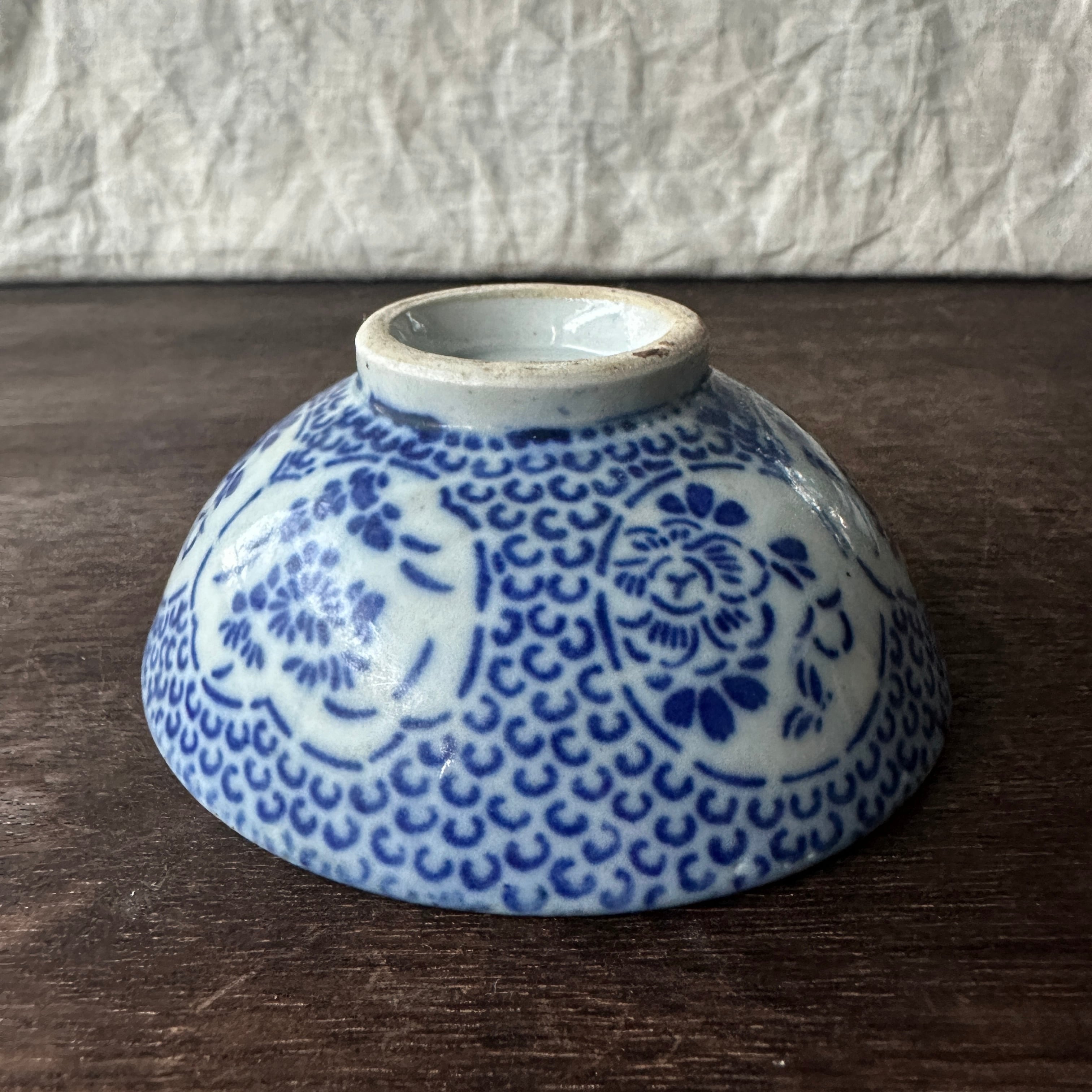 レトロな桜の印判茶碗 (A) | むかしのうつわ 迦史庵