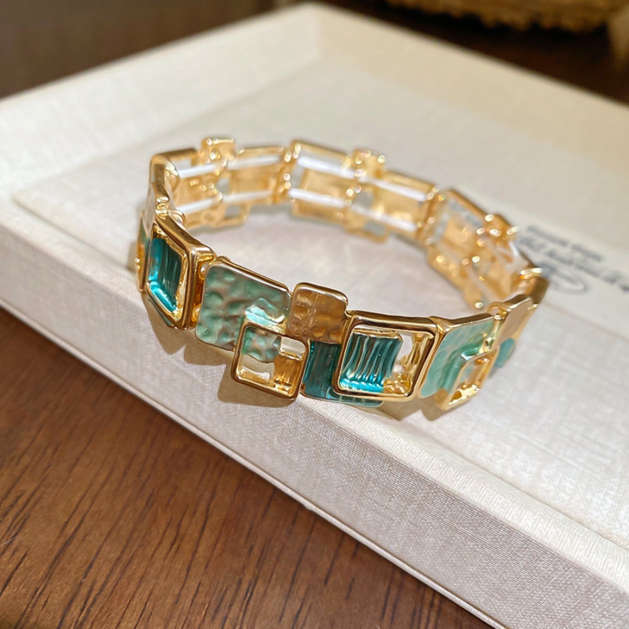 スクエアメタルデザイン バングル ブレスレット 4color W10422