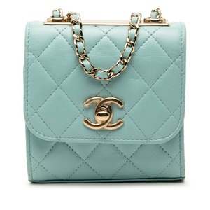 シャネル トレンディCC ココマーク マトラッセ チェーンショルダーバッグ ライトブルー ラムスキン レディース CHANEL 【中古】