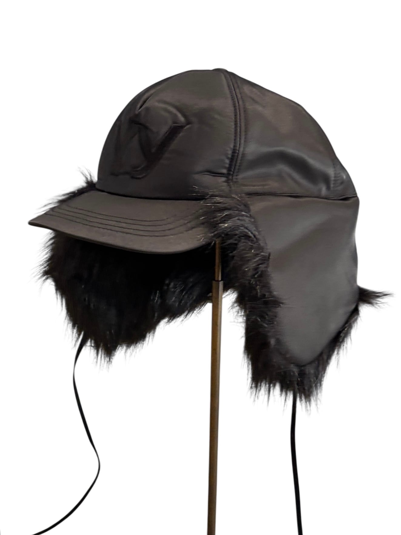 Open yyファー付きブラックフライトキャップ 25AW】OPEN YY オープン ワイワイ / FAUX FUR EARFLAP CAP