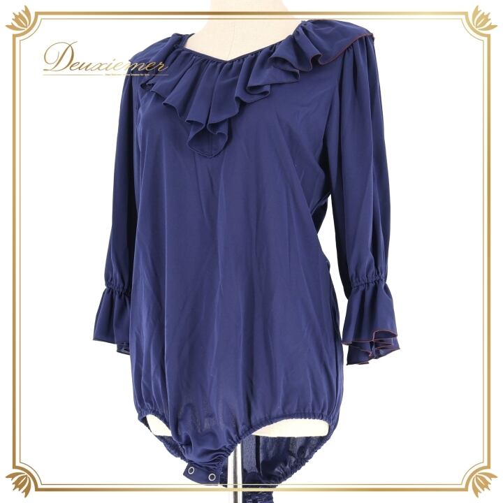 社交ダンス 衣装 レオタード ネイビー系 チャコット Chacott 紺 フリル