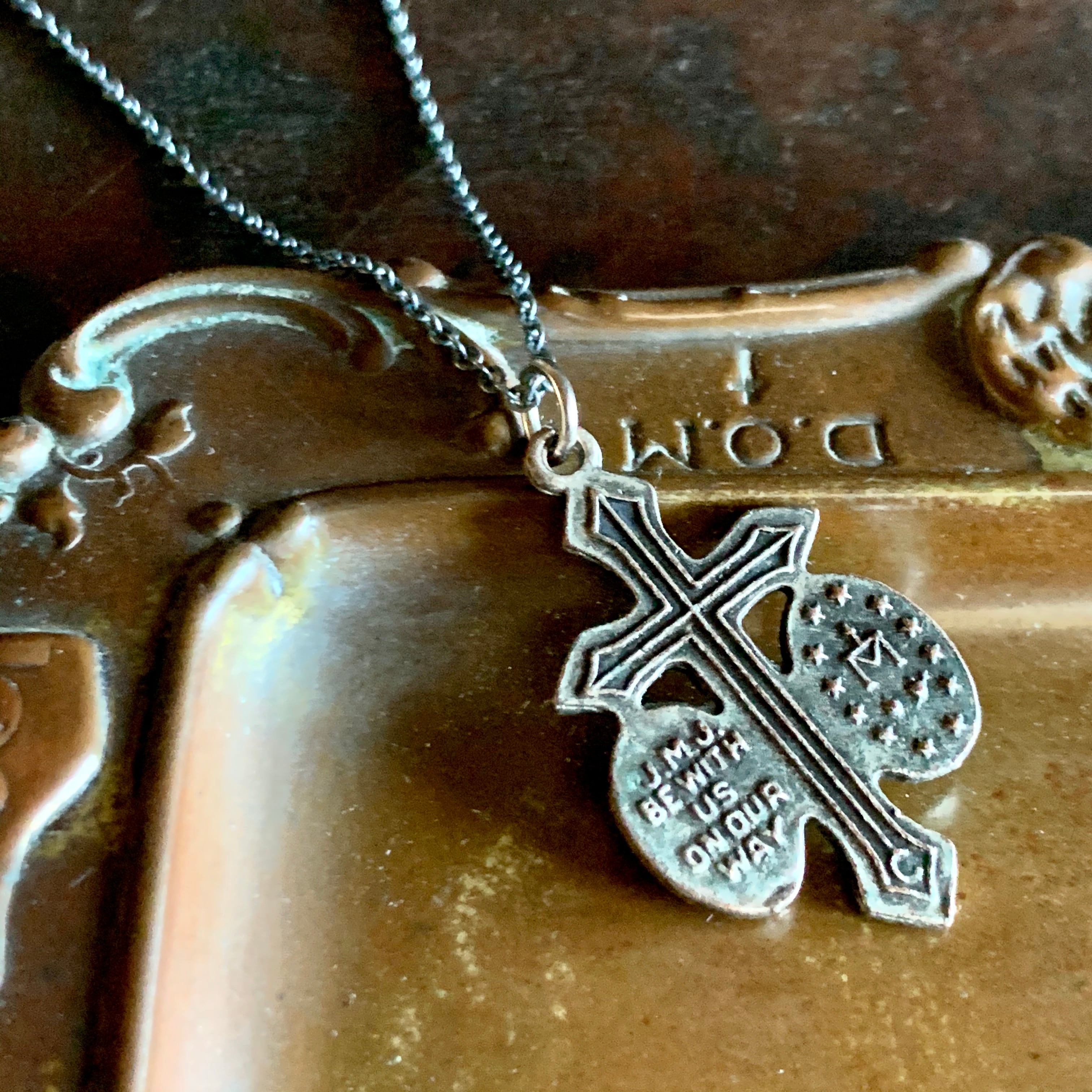 当時もの ヴィンテージ アンティーク メダイ クロス ネックレス 【公式