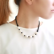 七粒の淡水バロックパールの照りを楽しめる！淡水シルク紐ネックレス ne1121