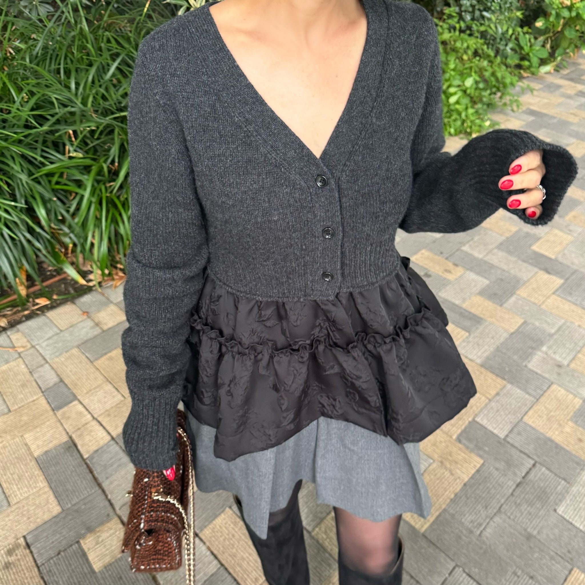 ドッキングニットカーデ beth グレー | Cygne 