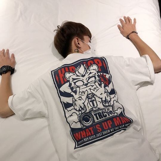 全2色 Tシャツ カットソー プリント カジュアル B系 半そで