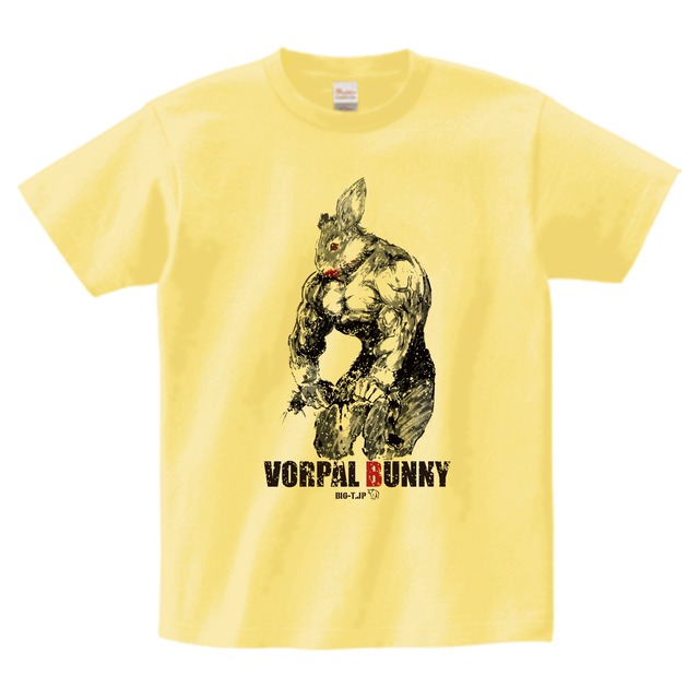 （7XL73cm）伝説の恐るべきVORPAL BUNNY Tシャツ：ライトイエロー