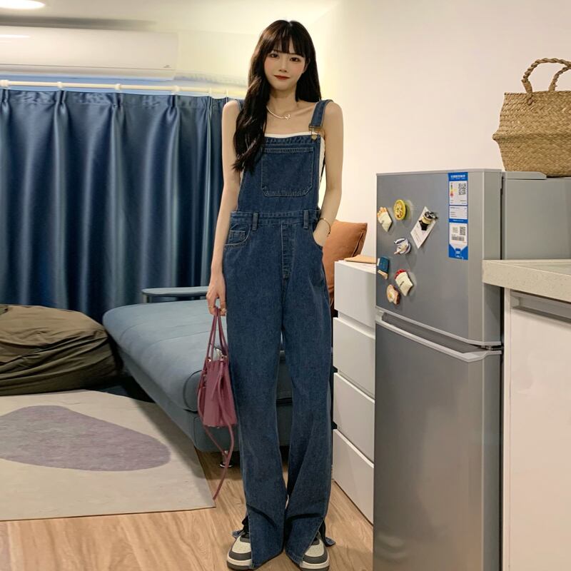 ルーズオーバーオール サマーハイウェストウェストワイドレッグパンツ 夏物 ワイドパンツ スーパーモール84917471695