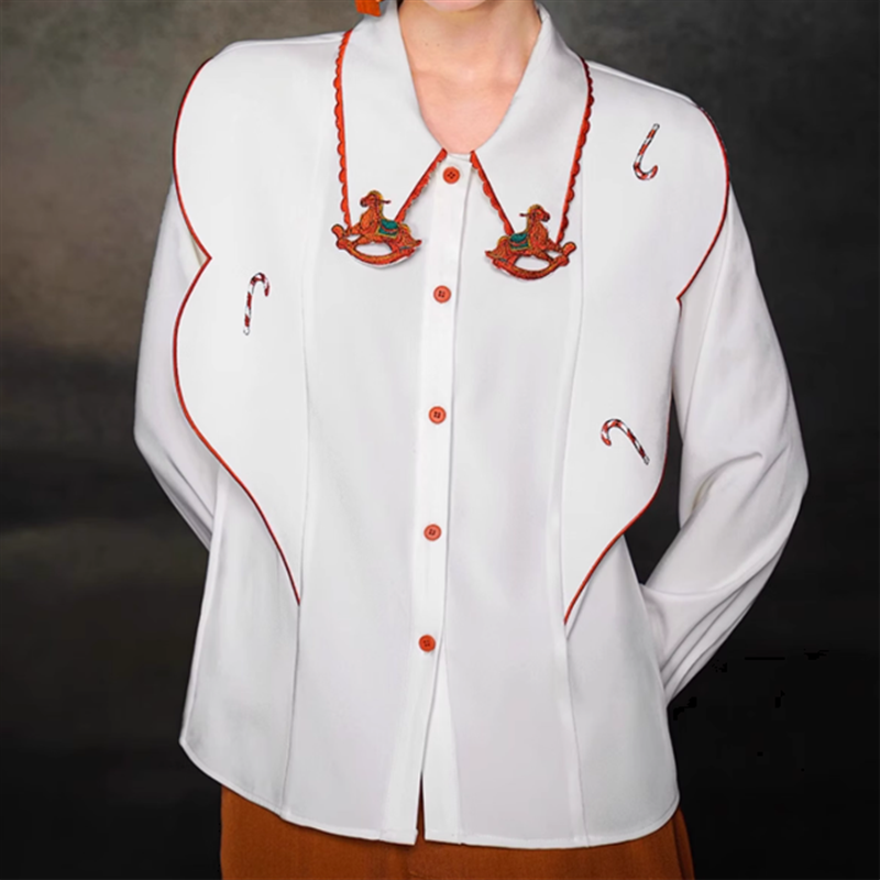 【Camoooni】木馬刺繍カラーシャツ 2color 10829