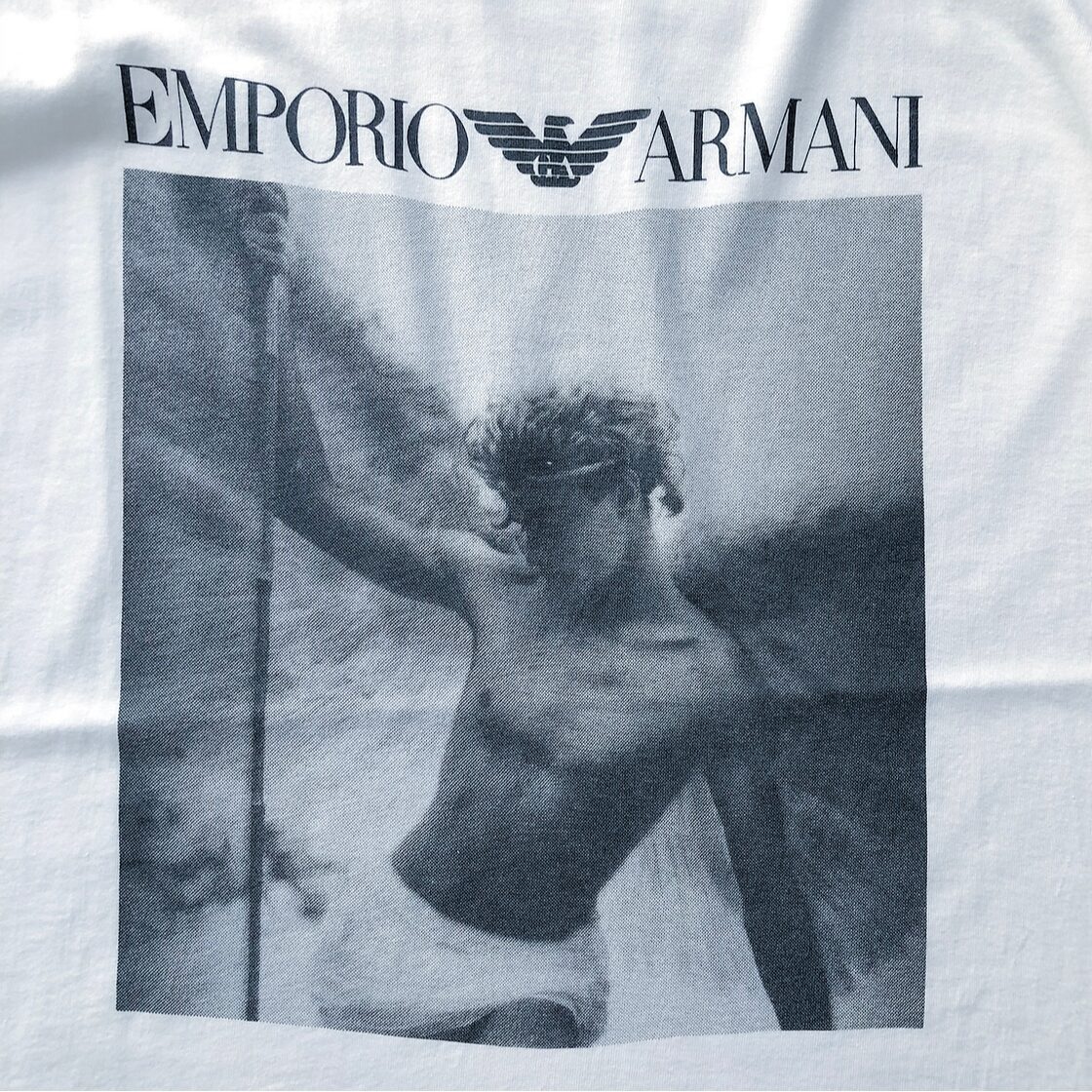 90s EMPORIO ARMANI photo by Bruce Weber Tシャツ 白 表記 L | Pay ID