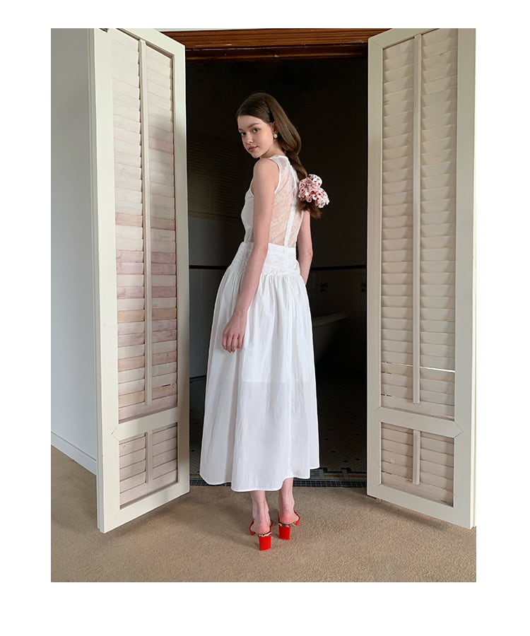 【Reiss】ジャージー ツイスト ディテール ミディ ドレス レース ディテール ホワイト ミディドレス | she is