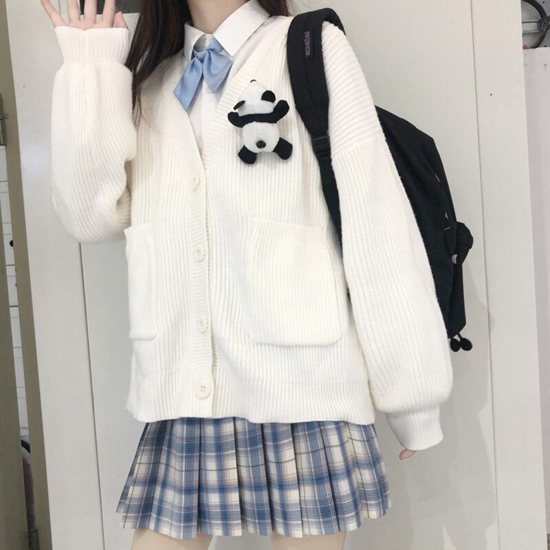 スタイルルーズニットセーター カーディガンジャケット スリムVネックオータムウィンター ロング 秋物 冬物 萌量不足30921504122