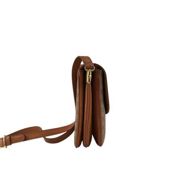 CELINE セリーヌ マカダム ショルダーバッグ ベージュ フロントバックル PVC レザー vintage ヴィンテージ オールド ezjmir