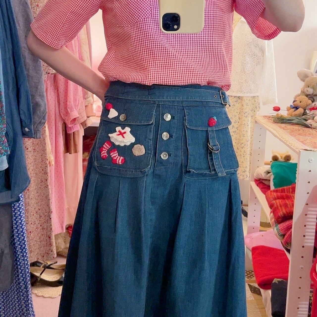 remake ✂︎ strawberry picking dwarf pocket skirt