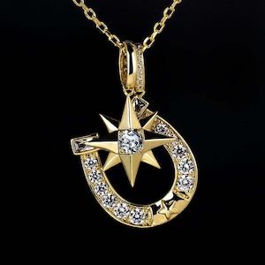 Iced Out Horseshoe × Star Of David Necklace 【GOLD/SILVER】