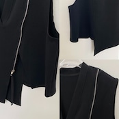 ZIPデザインアシンメトリーvest/ブラック