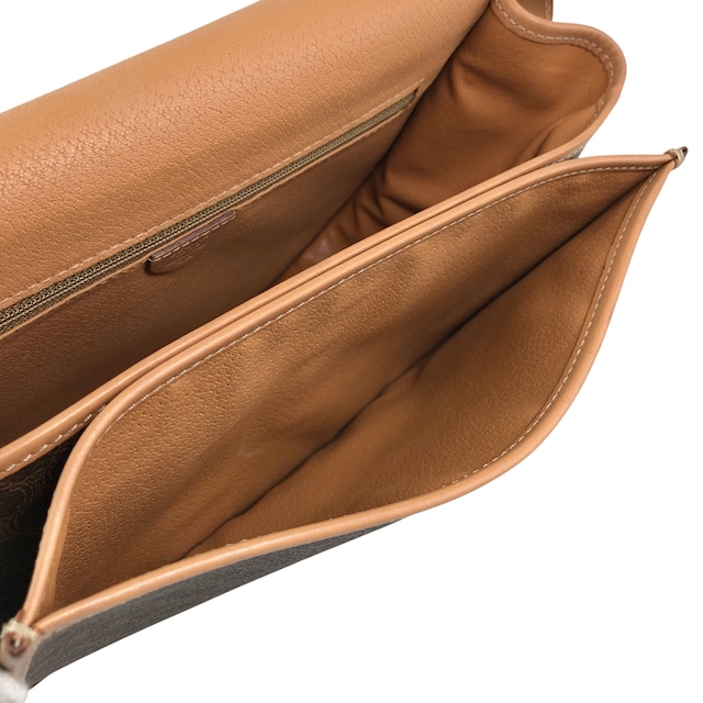 CELINE セリーヌ マカダム ショルダーバッグ ブラウン ブラゾン PVCレザー vintage ヴィンテージ オールド mgt7zs