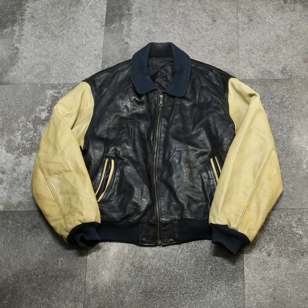 switching design leather jacket