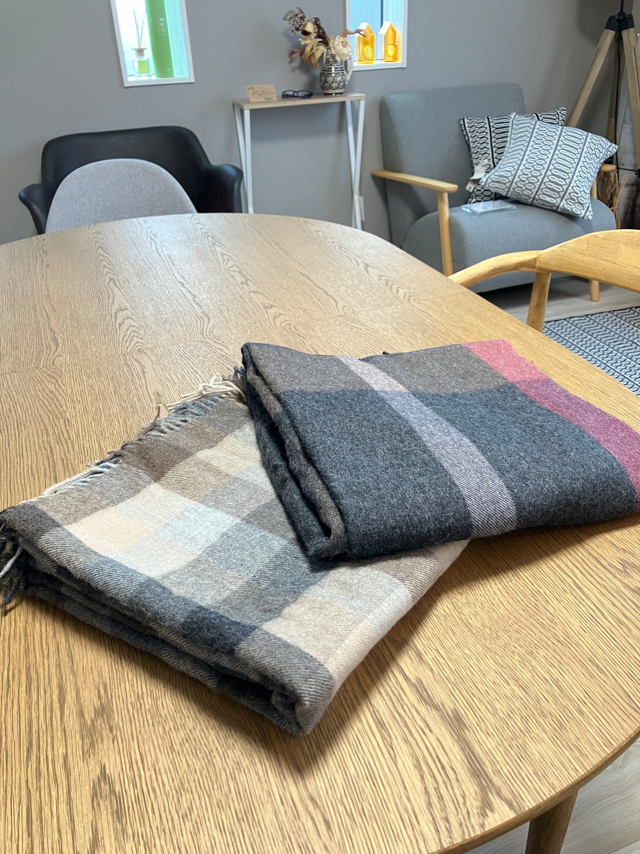 シルケボー アマンダシリーズ ベビーアルパカ (チェックグレー) 130×200