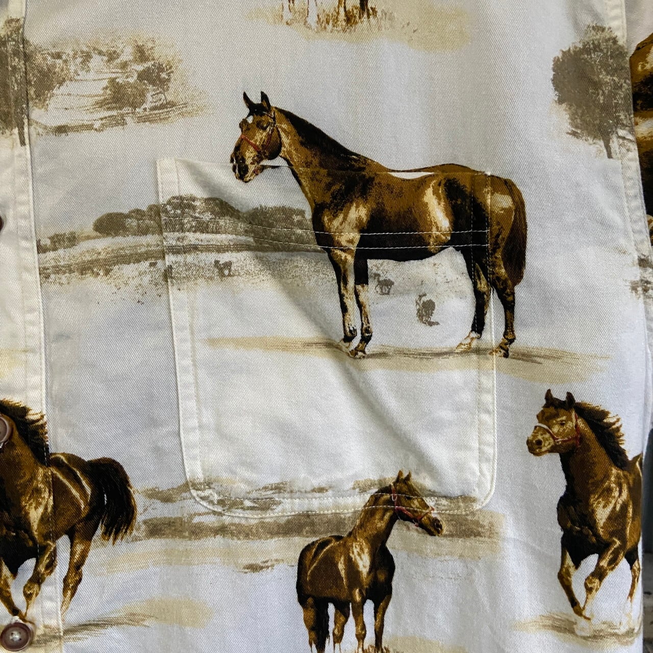 スーパービッグサイズ BIT＆BRIDLE 馬 アニマル コットンシャツ メンズ