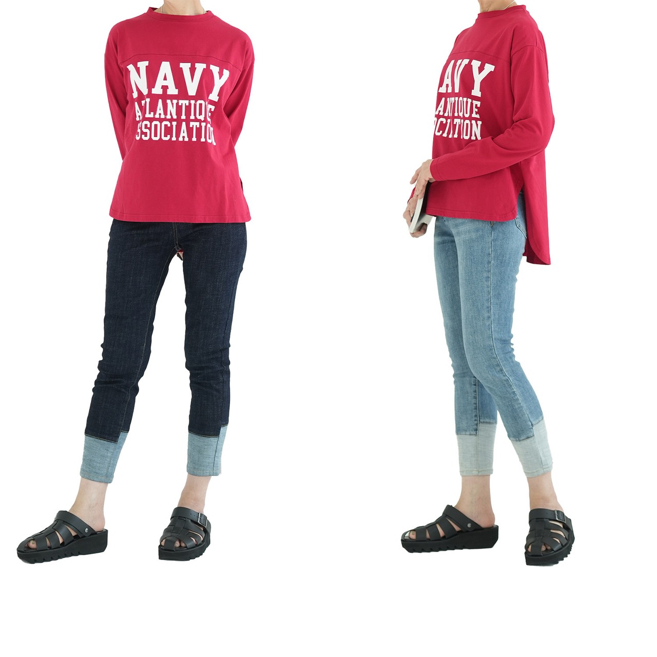 ロールアップ風ボーイフレンド型デニム