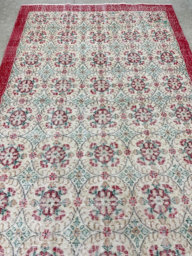 68×218 トルコラグ ヴィンテージ 花柄 ランナーラグ こころよき