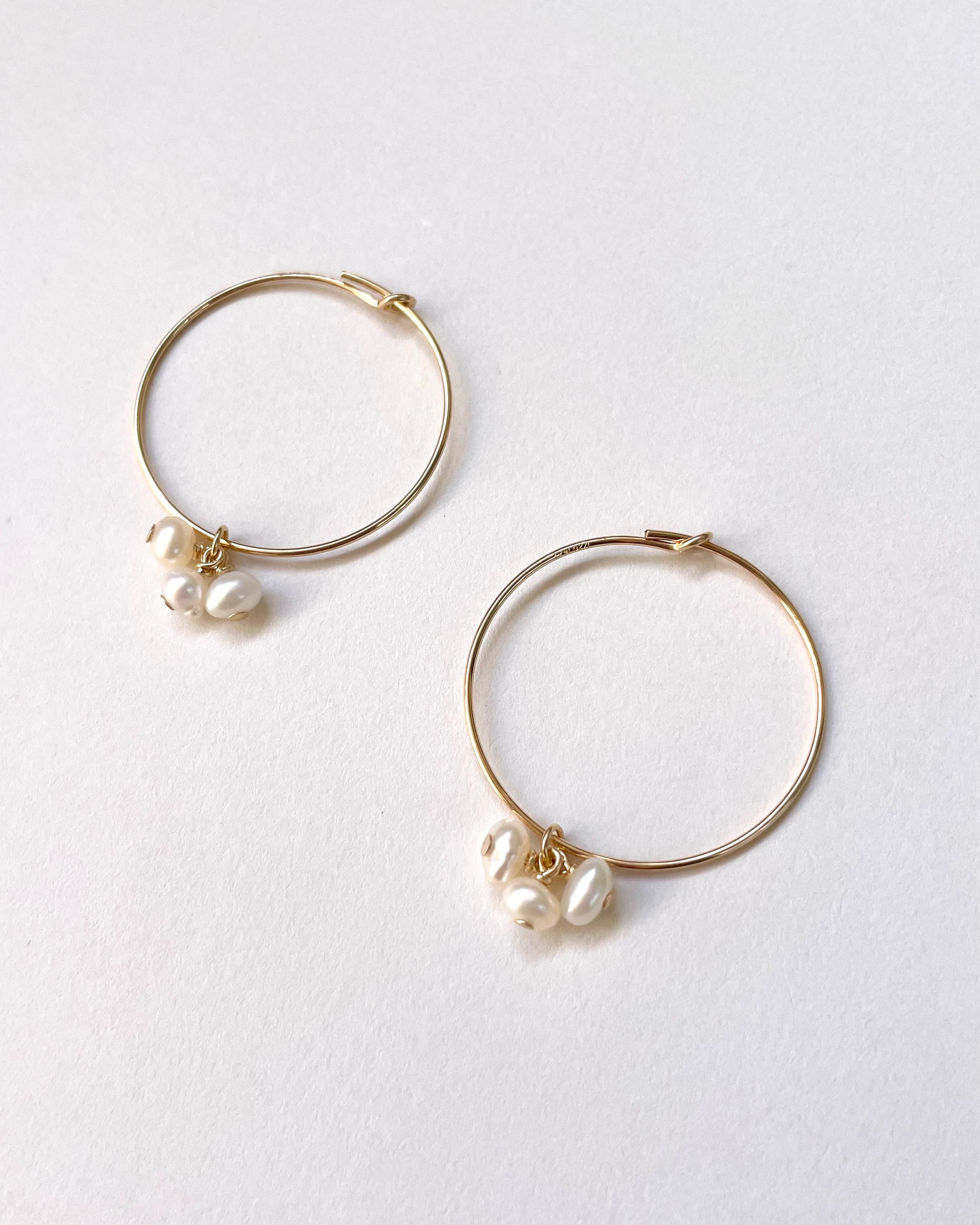 限定PRICE】Biwa Pearl Trio｜琵琶パール フープピアス (K14GF