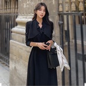 長袖トレンチ風ロングワンピース_786103